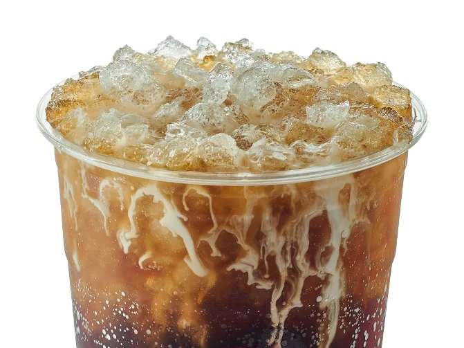 Swig Menu 26 Cherry Bomb is a classic drink, fizzy and nostalgic. 210 calories, 100 carbs, and 5 fats