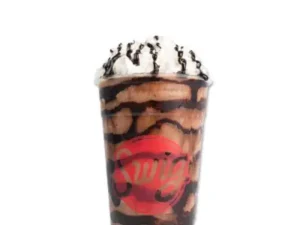 Swig Menu 82 Fancy Cocoa, milkshake-like with frozen hot chocolate, 750 calories, 135 carbs, and 22 fats.