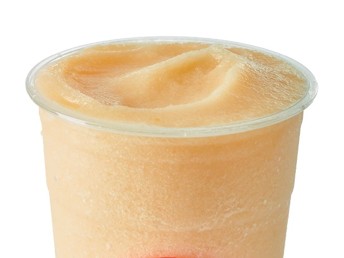 Swig Menu 65 Peaches N Cream, a blended slushy-style energy drink with 260 calories, 60 carbs, and 2 fats.