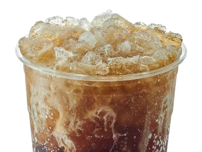 Swig Menu 51 The Heart-Breaker creamy and fruity drink has a purple-red color. 140 calories, 32 carbs, and 3 fats