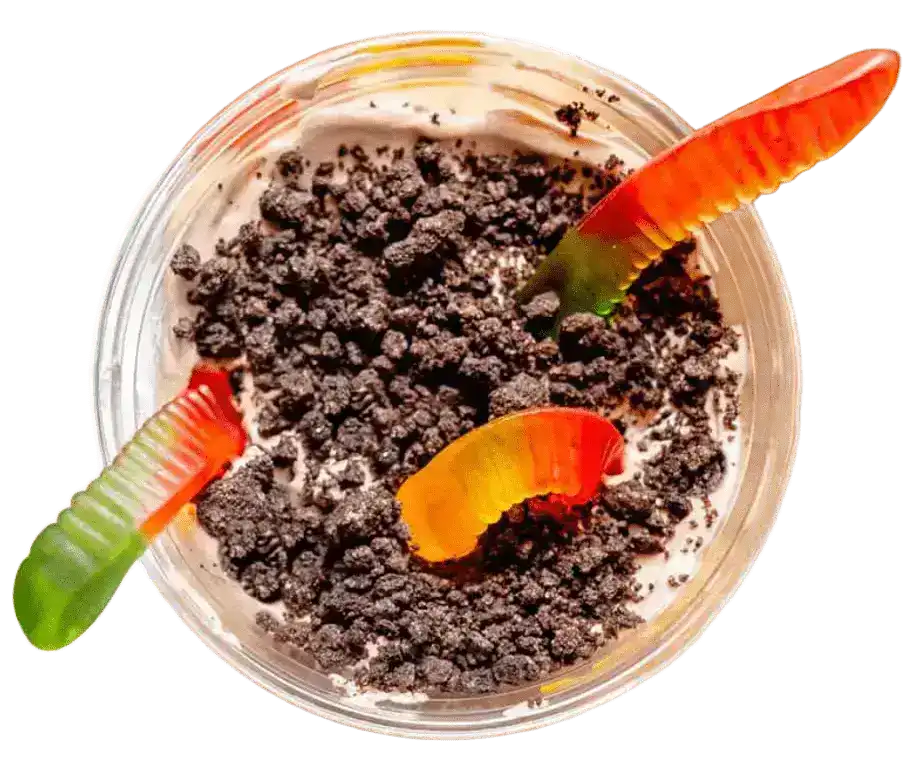 Swig Menu 94 Dirty Cup is filled with chocolate, pudding, crushed Oreo, and gummy on top. 290 calories, 48 carbs, and 10 fats.