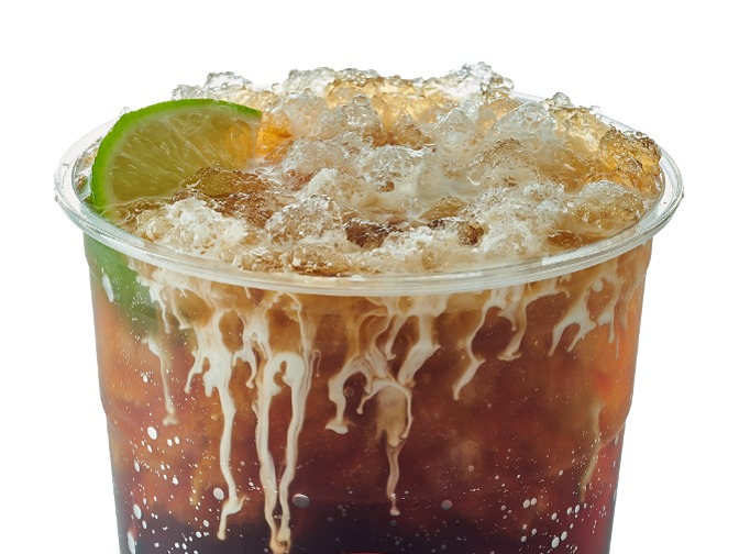 Swig Menu 109 The Lifeboat giving high-energy kick within soda drink. 160 calories, 40 carbs, and 0 fat.
